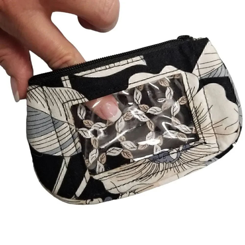 Vera Bradley NEW! Set of Two Black & White Wristlet & Clip Zip ID Holder Bags